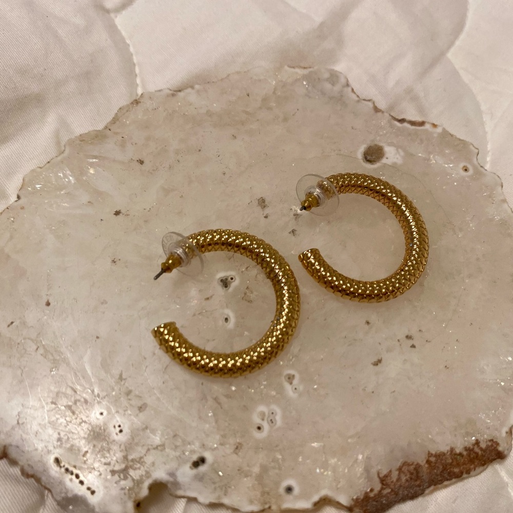 Gold Textured Hoop Earrings
